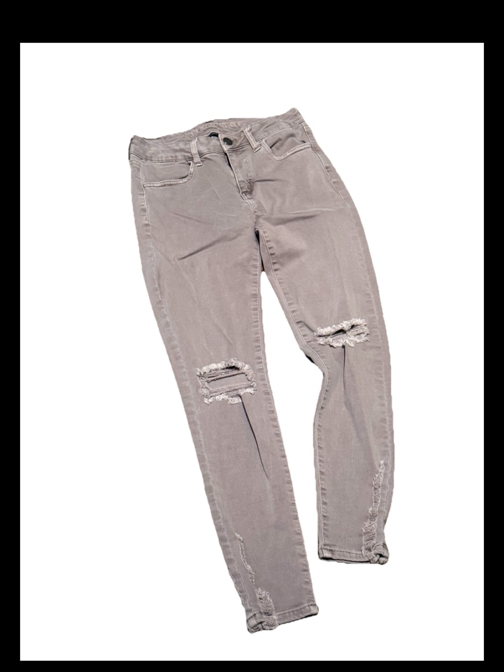 American Eagle Outfitters Women’s Ripped Skinny Jeans - Taupe Gray
